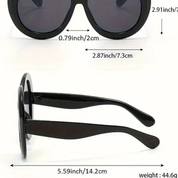 🔥New 2025 Wet Black Sexy Oversized Anti-Glare Round Fashion Eye Wear AC Lens - Picture 3 of 6
